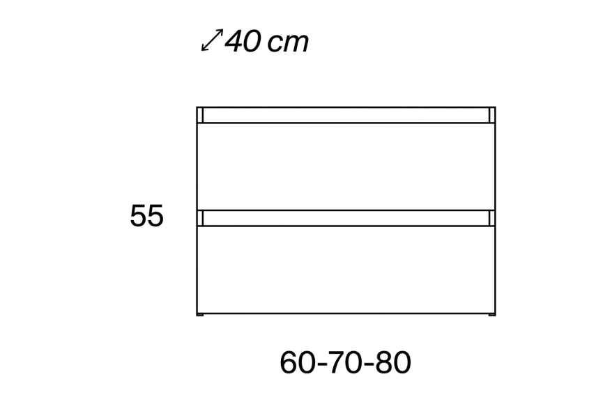 Mueble de baño fondo reducido 39.5 cm Box Viso croquis 10