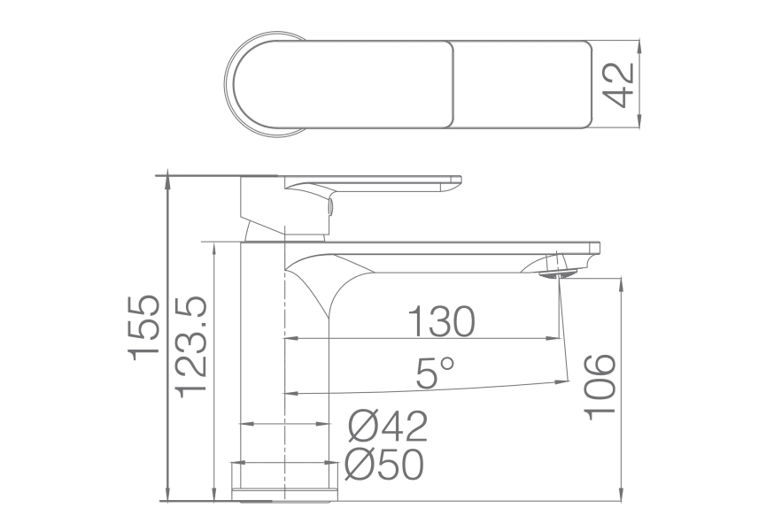Grifo de lavabo Saona Imex croquis 2