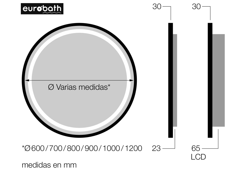 Miroir de salle de bains avec éclairage LED Caicos Eurobath croquis 5