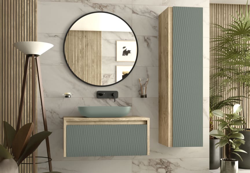 Meuble de salle de bains avec plan de toilette en bois Lambda Coycama principal 7