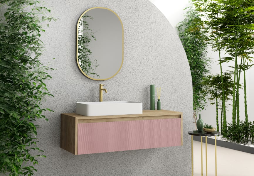 Meuble de salle de bains avec plan de toilette en bois Lambda Coycama principal 6
