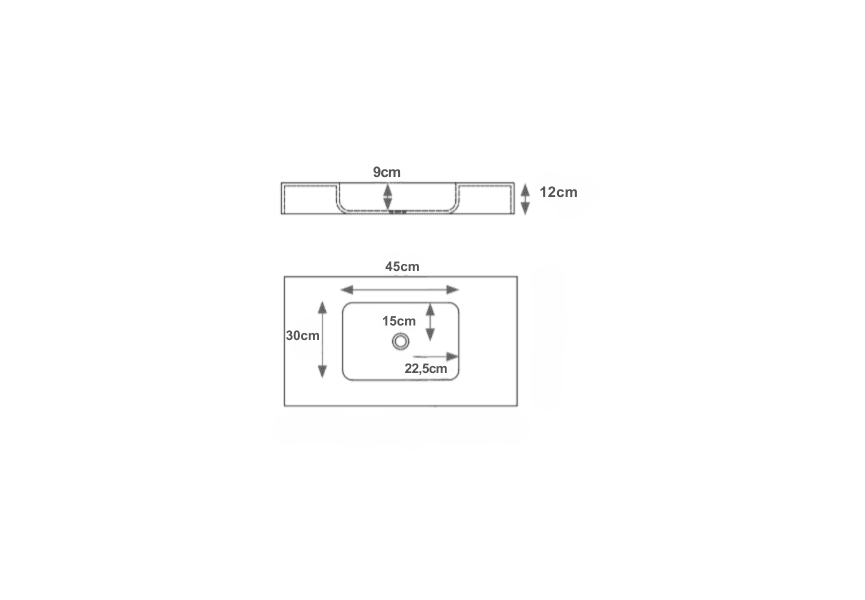 Lavabo suspendu Maia Hidronatur croquis 6