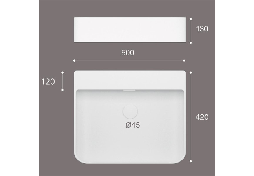 Lavabo suspendido fondo reducido Sil Art and Bath croquis 1
