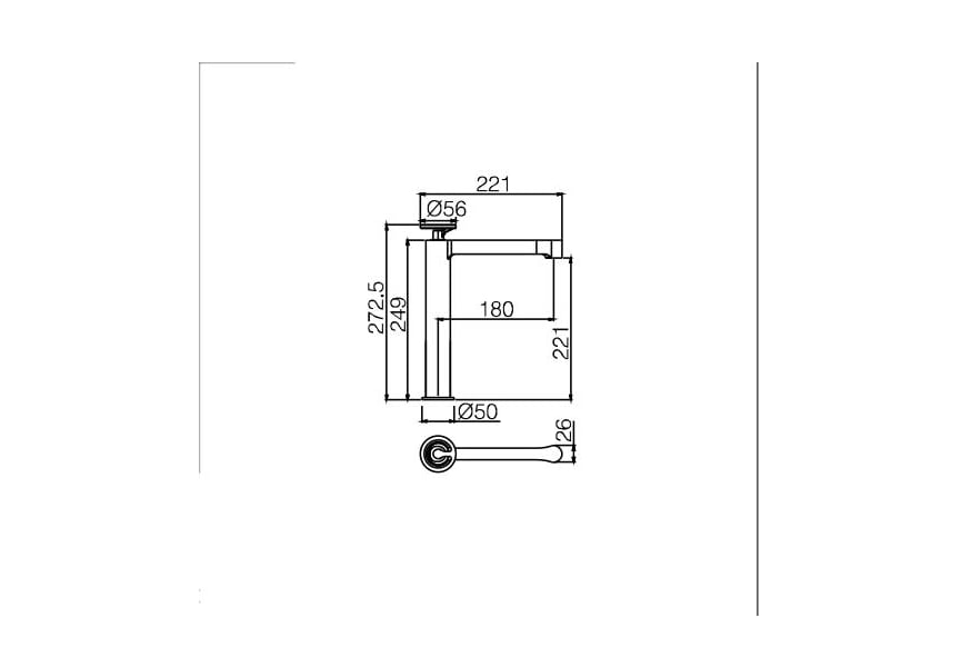 Grifo de lavabo Olimpo Imex croquis 2