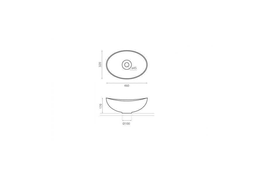 Lavabo sobre encimera Begursa Bathco croquis 2