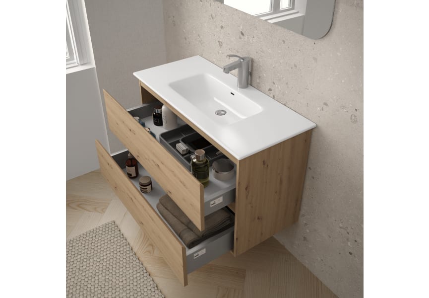 Mueble de baño color madera fondo reducido 37.8 cm Vilma Bruntec detalle 5