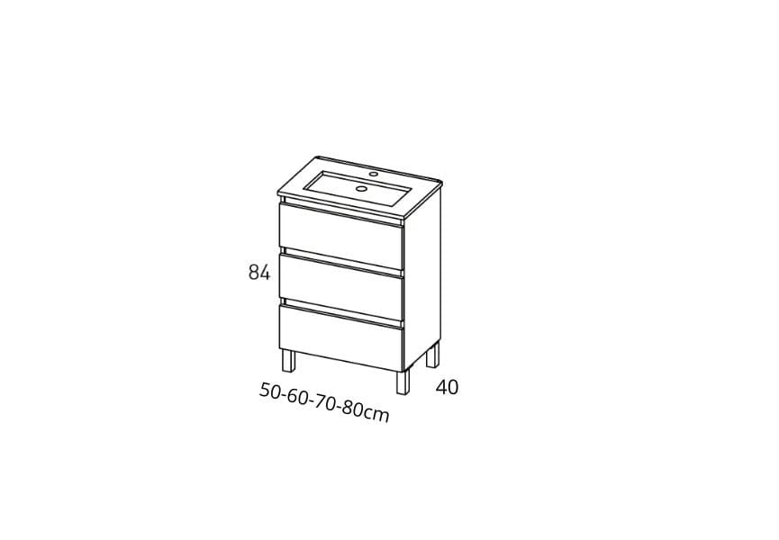 Conjunto mueble de baño fondo reducido 40 cm Nido Viso croquis 7