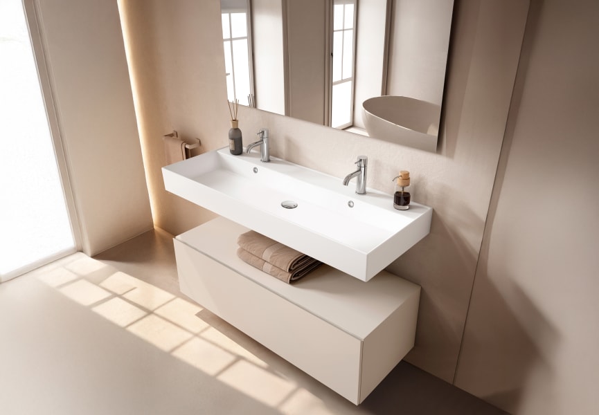 Conjunto mueble de baño con lavabo de cerámica de 12 cm de alto y cajonera Nomad Viso principal 7