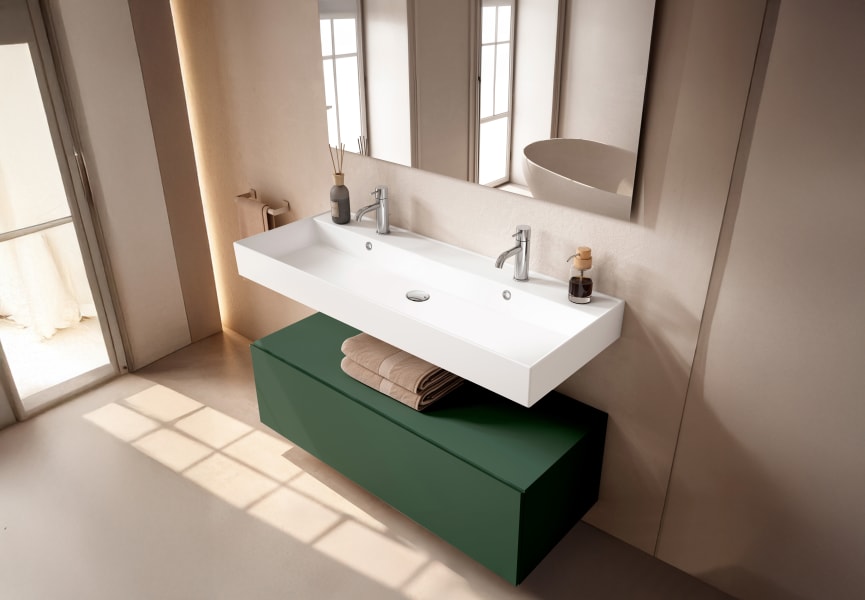 Conjunto mueble de baño con lavabo de cerámica de 12 cm de alto y cajonera Nomad Viso principal 6