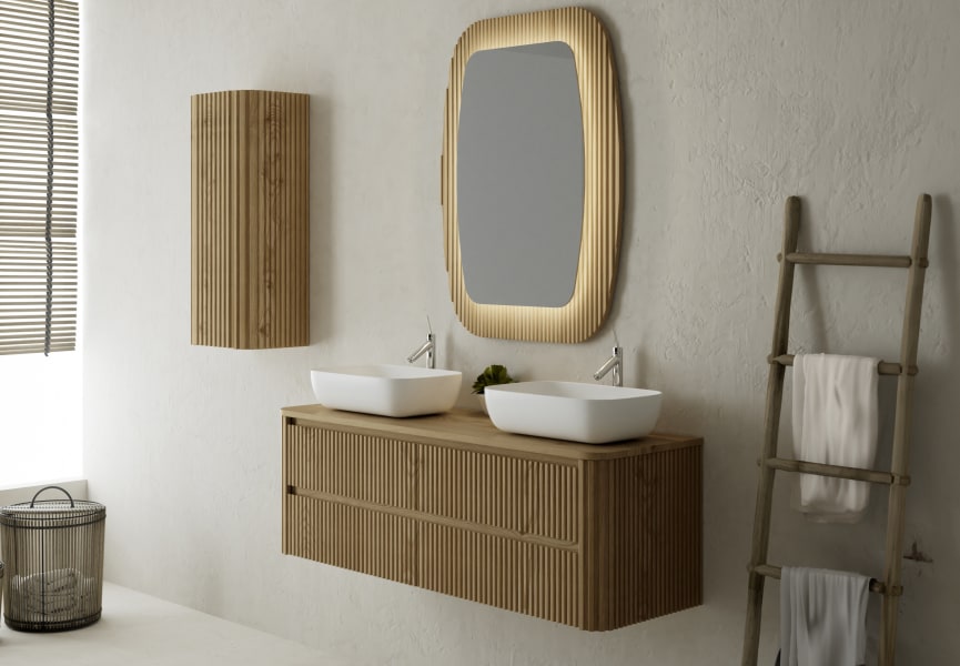 Meubles de salle de bains avec plan de toilette en bois massif Baviera Bruntec principal 2