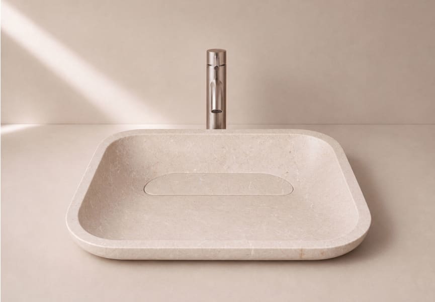 Lavabo de mármol natural River Bruntec detalle 3