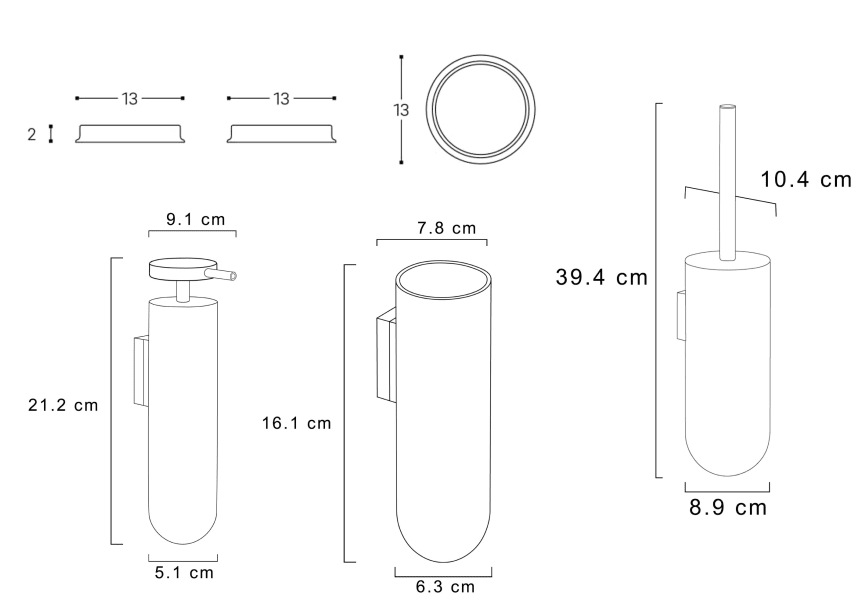 Conjunto de accesorios de baño Geyser Cosmic croquis 6