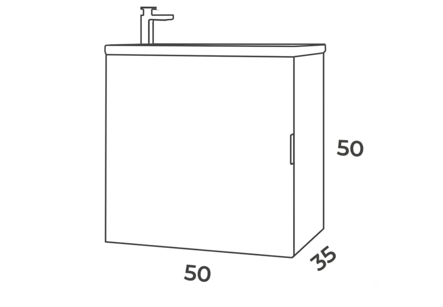 Ensemble de meubles de salle de bains profondeur réduite de 35 cm Petit Campoaras croquis 6