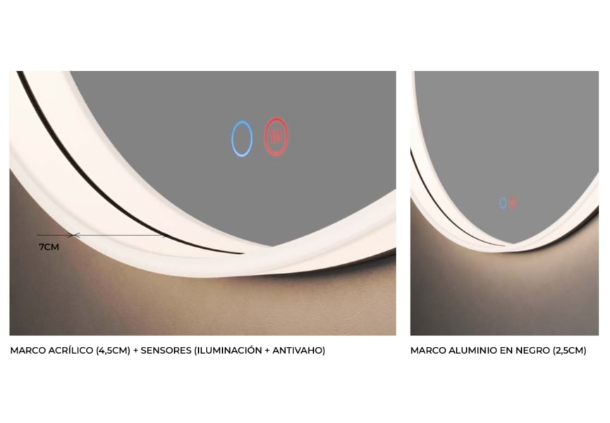 Miroir de salle de bains avec éclairage LED Bolonia Ledimex détail 2