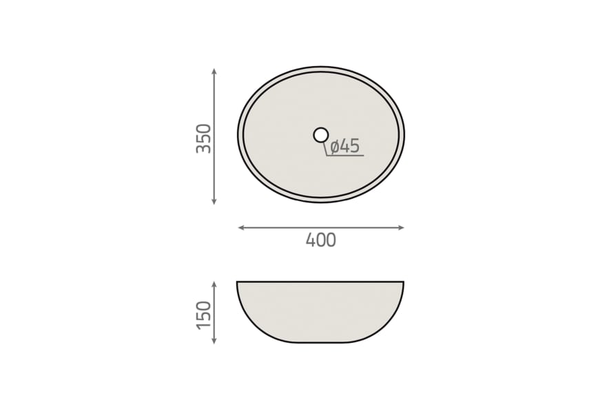 Lavabo sobre encimera Denver BHD croquis 7