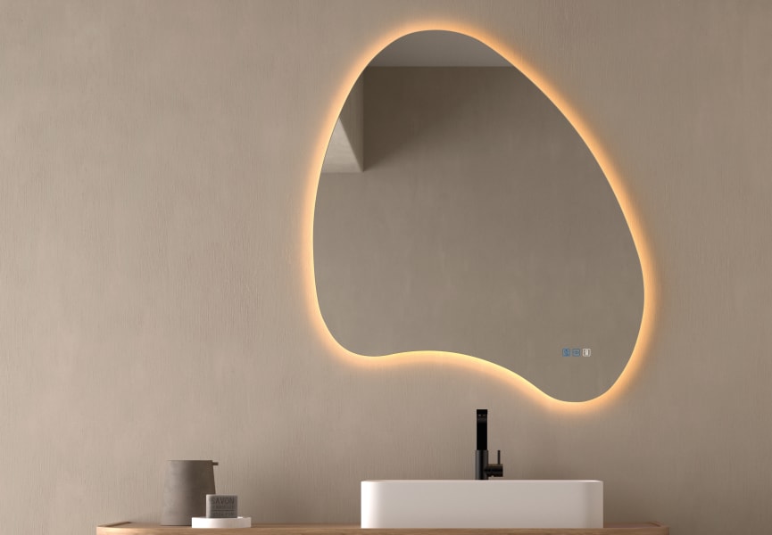 Miroir de salle de bain avec éclairage LED Wave Bruntec principal 1