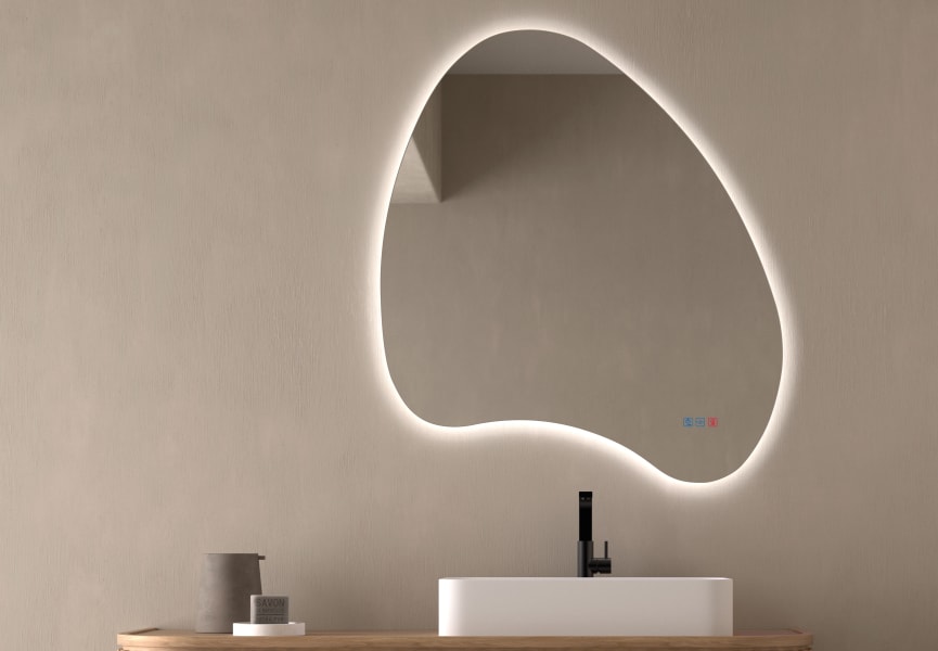 Miroir de salle de bain avec éclairage LED Wave Bruntec principal 0