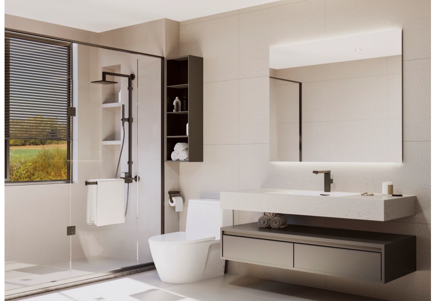 Miroir de salle de bains avec éclairage LED Casiopea Bruntec environnement 3