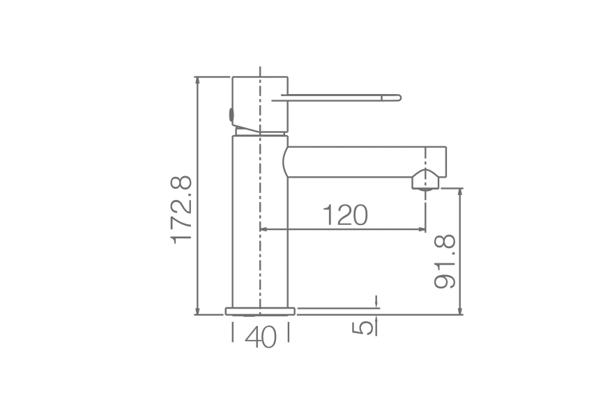Grifo de lavabo Milos Stick Imex croquis 15