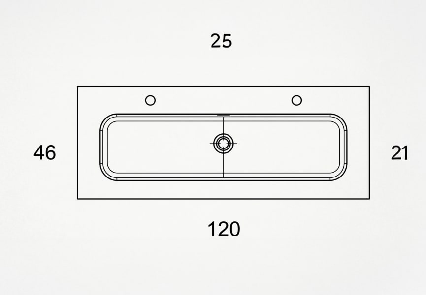 Lavabo encastrable Visobath Idea Match 1 vasque pour 2 robinets croquis 11