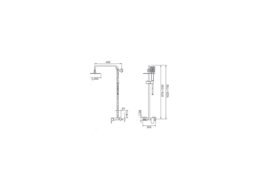 Conjunto de bañera o ducha Livepool Imex croquis 3