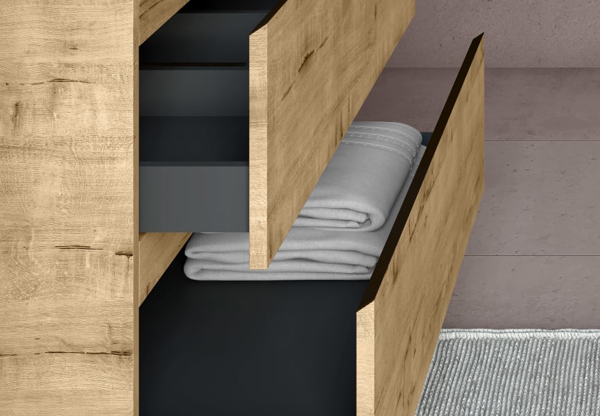 Mueble de baño con encimera de madera Roma Bruntec detalle 7