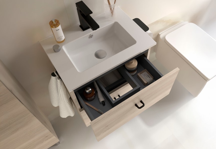 Conjunto mueble de baño fondo reducido 35cm Inara Salgar detalle 4