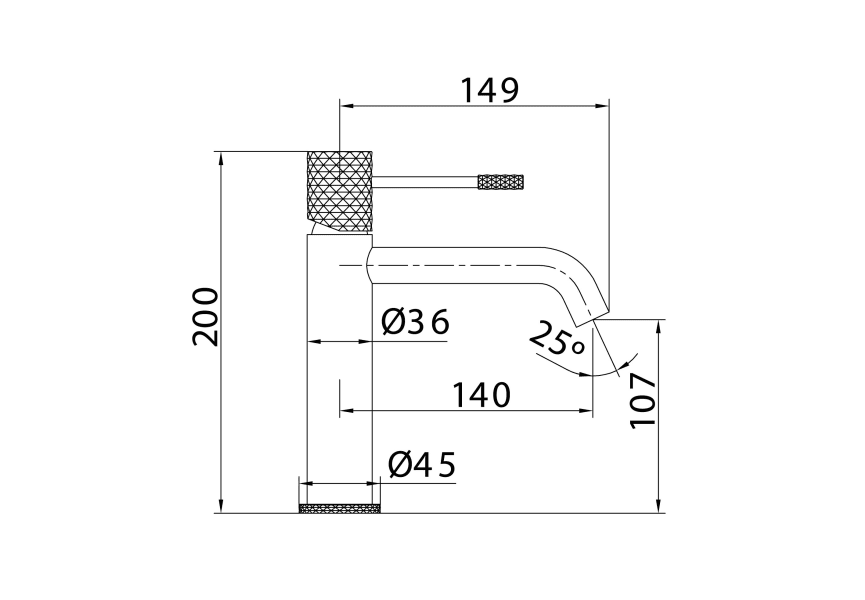 Pack Grifo de lavabo caño alto Génova Imex + Válvula click-clack croquis 9