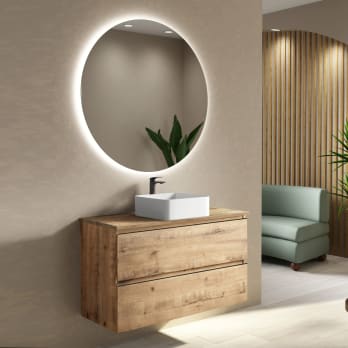 Mueble de baño con encimera de madera Roma Bruntec