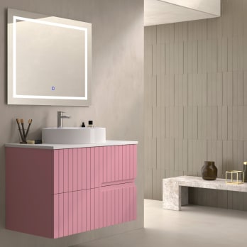 Mueble de baño con encimera piedra compactada blanca Ebi Bruntec colores