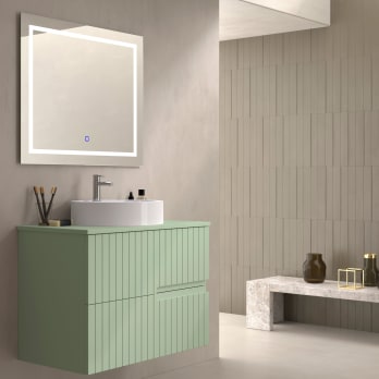 Meuble de salle de bains avec plan de toilette en pierre compacte colorée Ebi Bruntec couleurs