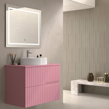 Meuble de salle de bains avec plan de toilette en pierre compacte colorée Ebi Bruntec couleurs