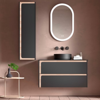 Meuble de salle de bains avec plan de toilette en bois Indico Viso