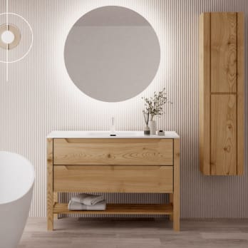 Ensemble de meubles de salle de bains en bois massif Laponia Bruntec