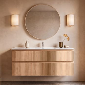 Conjunto de mueble de baño de madera maciza Alpes Bruntec
