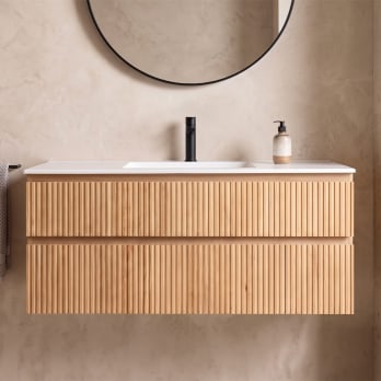 Ensemble de meuble de salle de bains en bois massif Alpes Bruntec