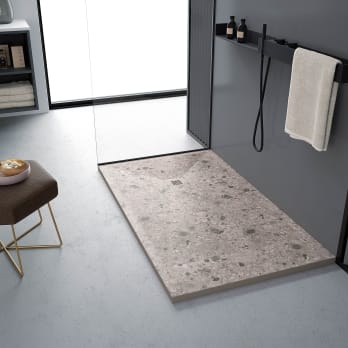 Receveurs de douche en résine décorés Design 3D Terrazzo Bruntec