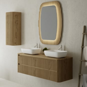 Meuble de salle de bains avec plan de toilette en bois massif Bavaria Bruntec