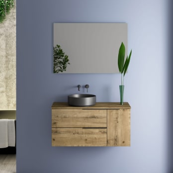 Meuble de salle de bains avec plan de toilette en bois Coban Bruntec