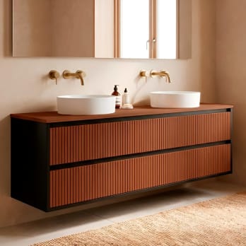 Meuble de salle de bain en bois massif avec plan de toilette Alpes 18 Bruntec