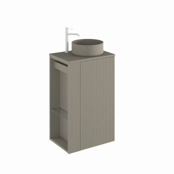 Mueble de baño Bassi Royo con encimera de madera  fondo reducido