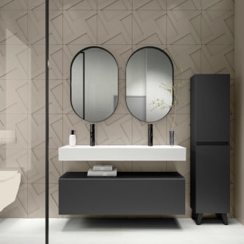 Ensemble de meubles de salle de bain avec lavabo en céramique de 12 cm de hauteur et tiroirs Nomad Visobath