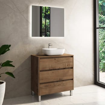 Mueble de baño con encimera de madera Boston Bruntec