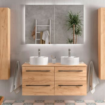 Conjunto mueble de baño con lavabo sobre encimera Morai Salgar