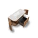 Conjunto de mueble de baño madera varias medidas, maciza de fresno con lavabo Solid Surface Evo Curve Bruntec detalle 2