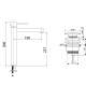 Milos Imex robinet de lavabo à bec haut + pack de bondes click-clack croquis 11