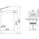 Pack Grifo de lavabo caño alto Lúxor Imex + Válvula click-clack croquis 6