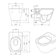 Pack inodoro + cisterna empotrada + pulsador + bide Look Unisan Sanindusa croquis 9
