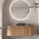 Meuble de salle de bain, plusieurs dimensions, en bois massif de frêne avec plan de toilette en bois Evo Curve Bruntec principal 0