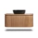 Meuble de salle de bain, plusieurs dimensions, en bois massif de frêne avec plan de toilette en bois Evo Curve Bruntec détail 2